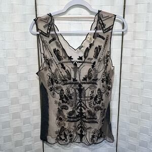 Gimmicks By BKE Mesh Beaded Embroidered Tank Size Medium Festival Concert Rodeo